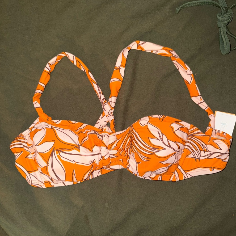 Target Orange and White Bikini Top